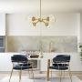 KSANA Gold Chandelier with Pull Chain On/Off Switch, 2 in 1 Sputnik Chandeliers and Semi Flush Mount Ceiling Light for Dining Room, D19.7''x H11.5''