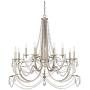 Strand Silver Leaf Large Chandelier 46'' Wide Beaded Crystal Candle 12-Light Fixture for Dining Room House Foyer Kitchen Island Entryway Bedroom Living Room - Regency Hill