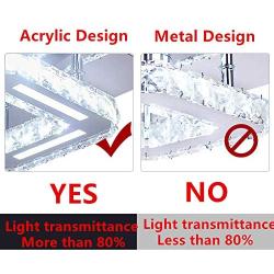 Chandelier Crystal, Modern Square Crystal Ceiling Light Flush Mount Not Dimmable LED Pendant Lighting with 6000K Lamp for Bedroom Foyer Entry Dining Room Hallway (Cool White)