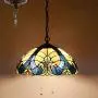 Tiffany Pendant Lamp W16H40 Inch Blue Stained Glass Lampshade Link Antique Pendant Lamp Ceiling Style 2E26 Lighting for Dining Room Living Room S160E WERFACTORY Living Bar Room Lover Study Gifts Tiffany Pendant Lamp W16H40 Inch Blue Stained Glass Lampshade Link Antique Pendant Lamp Ceiling Style 2E26 Lighting for Dining Room Living Room S160E WERFACTORY Living Bar Room Lover Study Gifts