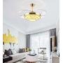 Southerns Lighting 42 Inch Retractable Reversible Ceiling Fan with Chandelier Lights LED 3 Changing Light Crystal Ceiling Fandelier with Remote for Living Room/Dining Room/Bedroom Ceiling Fans with Lights (Gold-04)