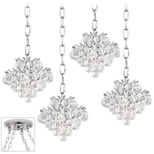 Essa Chrome Mini Swag Pendant Chandelier Crystal 4-Light Fixture for Dining Room House Kitchen Island Foyer Entryway Bedroom Living Room - Vienna Full Spectrum