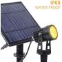 T-SUNUS 3W Solar Spotlights, IP65 Waterproof Outdoor Solar Lights Landscape Lighting Wall Light Auto On/Off with 4 Warm White Spot Lamp for Tree,Patio, Yard, Garden