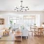 MELUCEE Mid Century Modern Chandelier Sputnik 8-Light Brushed Nickel Semi Flush Mount Ceiling Light Fixtures for Dining Room Kitchen Living Room Foyer and Hallway