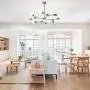 MELUCEE Mid Century Modern Chandelier Sputnik 8-Light Brushed Nickel Semi Flush Mount Ceiling Light Fixtures for Dining Room Kitchen Living Room Foyer and Hallway