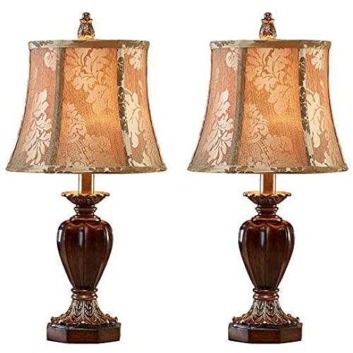 DEPAOSHJ Bedroom Bedside Table E27 Light Table Lamp, Retro 2 Packs Classical Creative Simple European Study Reading Table Lamp Mothers Day Living Room Personality Art Decoration Desktop Lights