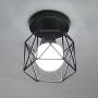 Lysed Semi Flush Mount Ceiling Light E26 E27 Light Fixtures Retro Black Industrial Pendant Light Metal Bulb Guard Lamp Cage for Porch Hallway Kitchen Stairway Farmhouse Light