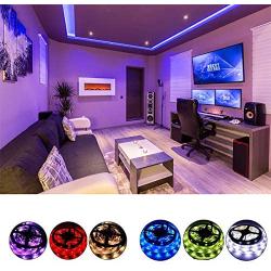 Led Strip Lights Waterproof 16.4FT/5M Flexible Color Changing RGB 5050 led Strip Light Kit with 44 Keys IR Remote Controller and 12V Power Supply for Bedroom Home Kitchen Decoration DIY Decoration