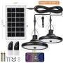 Upgraded Solar Lights Outdoor Indoor Motion Sensor with Dual Lamp JACKYLED Remote Control Solar Pendant Light Waterproof LED Hanging Shed Light with Adjustable Solar Panel for Home Porch, Warm White