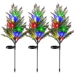 Solar Garden Lights, KOOPER 3 Pack Solar Tree Lights, 2 Modes (Constant & Flicker Light) with Multi-Color Waterproof Solar Lights Outdoor for Patio, Garden, Pathway Decoration