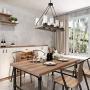 KSANA Wood Chandelier, Farmhouse Kitchen Island Lighting Fixture with with Frosted Glass Shade for Dining Room, Living Room and Bedroom