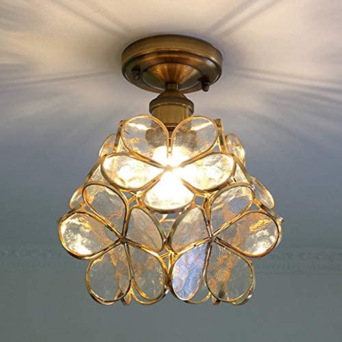 LITFAD Modern Flush Mount Ceiling Light 1 Light Floral Creative Glass Ceiling Lamp Art Deco LED Chandelier Pendant Light for Hallway Balcony Bedroom Dining Room - Clear