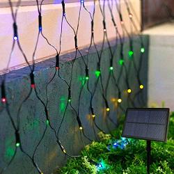 JMEXSUSS Solar Net Mesh String Lights Outdoor Waterproof Lights, 8 Modes Remote Control Waterproof Solar Net Lights Outdoor Green Wire 9.8ft x 6.6ft 320 LED Mesh Lights(Mulit Color)