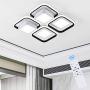 Modern LED Ceiling Light for Bedroom Dimmable Squares Kitchen Flush Mount Ceiling Light Fixture 3-Color Changeable(3000K/4000K/6000K) Black Acrylic Shape with Remote for Bathroom,Living Room,50W