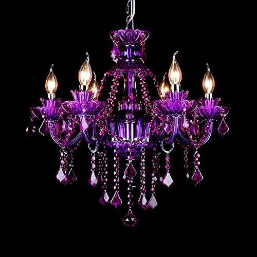 LAKIQ Crystal Modern Chandelier Lighting Fixtures Living Room Bedroom Hanging Pendant Light Candle Candelabras Shape Length Adjustable for Dining Room (Purple, 6 Lights) LAKIQ Crystal Modern Chandelier Lighting Fixtures Living Room Bedroom Hanging Pendant Light Candle Candelabras Shape Length Adjustable for Dining Room (Purple, 6 Lights)