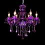 LAKIQ Crystal Modern Chandelier Lighting Fixtures Living Room Bedroom Hanging Pendant Light Candle Candelabras Shape Length Adjustable for Dining Room (Purple, 6 Lights)