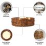 KWOKING Rustic Woven Light Fixture Modern Design Natural Material 3 Lights Flush Mount Ceiling Light with Drum Shape Rattan Ceiling Light for Dining Room,Bedroom, Entry 19.69inch