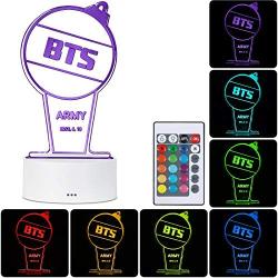 BTS 3D Led Night Light, 16 Colors Changing Lamp with Smart Touch Nightlight & Remote Control Lamp for Children Kids Christmas and Birthday Gifts (Concert Lights)