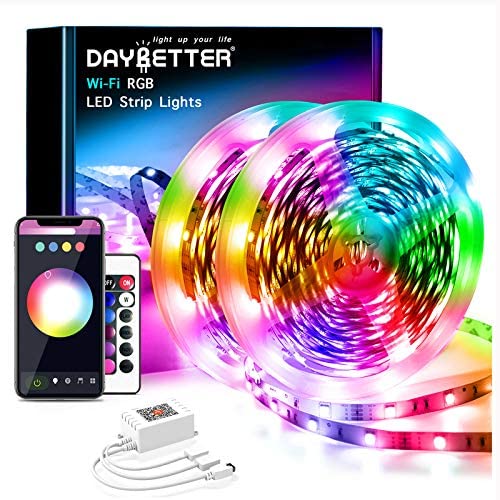 Daybetter 65.6ft WiFi Smart Led Lights with App Control for Bedroom Decoration(2 Rolls of 32.8ft)