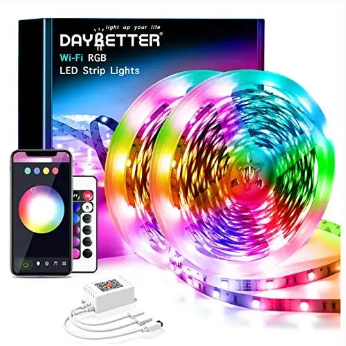 Daybetter 65.6ft WiFi Smart Led Lights with App Control for Bedroom Decoration(2 Rolls of 32.8ft)