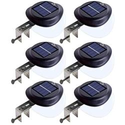 Outdoor Solar Fence Lights,LED Solar Gutter Lights,IP55 Waterproof Wall Light Deck Light Security Night Light with Screwdriver for Eave,Garden,Wall,Attic,Walkway,Driveway,Deck,Stair(6 PCS,Warm White)