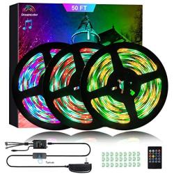 50FT Dream Color Music Led Strip Lights, 810pcs Music LED Lights Strip Flexible Rope Light with IR 20 Keys Remote, Rainbow Music to Sync Led Strip for Bedroom Party Christmas Halloween Decoration