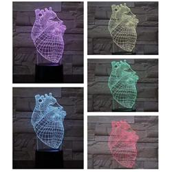 XXCZB Night Light for Children Heart 3D Night Light LED Bedside Lamp 7 Color Changing Christmas Halloween Birthday Gift Toys for Child Baby Boy