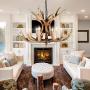 HUITICO Antler Chandelier 6 Light Vintage Style Resin 28'' Large Faux Chandeliers American Countryside Deer Horn Lamps for Living Room, Bar, Cafe, Kitchen, Dining Room