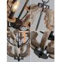 Wood and Metal Chandelier Square 6-Light Adjustable Height Ceiling Pendant Light Dining Room Lighting Fixtures Hanging，Living Room Light ,Kitchen Chandelier UL Listed