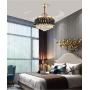 Sky Demons 42” Modern luxury Fandelier Crystal Chandelier Lamp Ceiling Fan light with Invisible Retractable Blades for Living Room Dining Room Kitchen,French Gold
