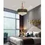 Sky Demons 42” Modern luxury Fandelier Crystal Chandelier Lamp Ceiling Fan light with Invisible Retractable Blades for Living Room Dining Room Kitchen,French Gold