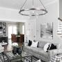 MEEROSEE Nickel Chandelier Modern LED Chandeliers D29.52'' Acrylic Shade 18 Lights Round Farmhouse Dining Room Pendant Lighting Fixture for Island Kitchen Living Room Dimmable