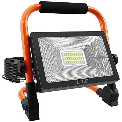 LED Work Light 50W 5500LM Portable Outdoor Flood Light 6000K IP66 Waterproof Camping Security Lights for Outdoor Lighting/Hunting/Camping/Hiking/Car Repairing (Orange)