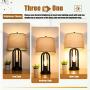 Touch Bedside Table Lamps with Rotary Switch Set of Two, 3-Way Dimmable Bedroom Living Room Lamps with USB Charging Ports, Industrial Nightstand Lamp with Fabric Lampshade for Reading, Bulbs Included