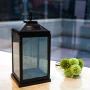Solar Lantern Lights Metal Sunwind with 30 Warm White LEDs Fairy String Lights Outdoor Decorative Table Lamp (Black-11.4''H)
