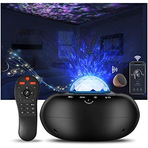 HANGRUI Star Projector, Starry Sky Night Light Projector with Bluetooth Music Speaker & Remote Control for Bedroom & Party, Galaxy Projector Lamp with Voice Control & APP Timer Setting for Baby & Kids