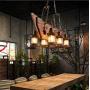 NIUYAO 6 Heads Vintage Wooden Lantern Chandeliers,Retro Industrial Style Island Light Pendant Hanging Light for Dining Rooms,Chandeliers for Living Room 511207