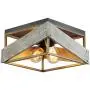 Modern Farmhouse Flush Mount Light Fixture Two-Light Metal and Wood Square Flush Mount Ceiling Light for Hallway Living Room Bedroom Kitchen Entryway,Antique Gold and Black