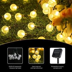 FuNiao Solar String Lights Outdoor 2 Pack 30 LED Crystal Ball Globe Lights with 8 Lighting Modes, Waterproof Solar Powered Patio Lights for Garden Yard Canopy Porch Wedding Party Decor (Warm White)