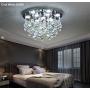 7PM Crystal Chandelier Ceiling Light Flush Mount Modern Round Raindrop Light Fixture for Dining Room Bedroom Hallway