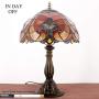 Tiffany Lamp Red Liaison Stained Glass Table Night Desk Reading Light W12H18 Inch S160R WERFACTORY LAMPS Parent Lover Friend Kid Living Room Bedroom Study Office Coffee Bar Bedside Antique Crafts Gift