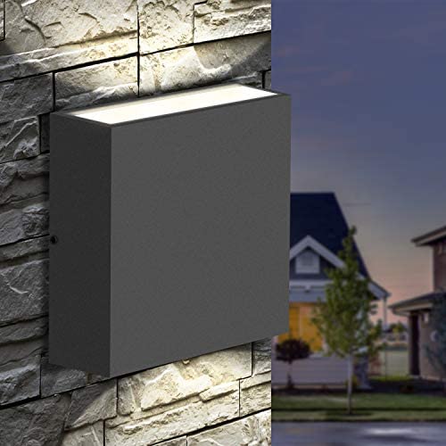 Inowel Wall Light Outdoor LED Wall Mount Lamp Modern Wall Sconce Lighting Up&Down Lantern Fixture Grey Aluminum Lights for Porch Front Door Garden Yard Patio IP54 Waterproof 6W 360Lm 3000K