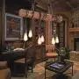 Farmhouse Lighting Rustic Chandelier Dining Room Lighting Fixtures Hanging Farmhouse Chandelier Chandeliers 6 E26 Bulb Sockets Industrial Suspension Light Line Can Be Adjusted Freely (with Switch)