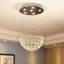 Flush Mount Crystal Chandelier Lighting Rain Drop Ceiling Light Fixture Pendant Lamp for Dining Room Living Room (6 Lights)