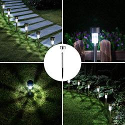 Solpex 16 Pack Solar Lights Outdoor Pathway ,Solar Walkway Lights Outdoor,Garden Led Lights for Landscape/ Patio/Lawn/Yard/Driveway-Cold White (Stainless Steel)