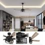 Honeywell Ceiling Fans 50614-01 Carnegie LED Ceiling Fan 52'', Indoor, Rustic Barnwood Blades, Industrial Cage Light, Matte Black