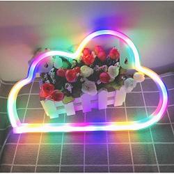 Cloud Neon Sign Decorative LED Night Light Art Wall Decor for Bar Birthday Party Decor Powered by Battery/USB (Multi-Colored)