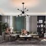 Sputnik Light Fixture 8 Light Modern Mid Century Pendant Light Vintage Chandelier for Living Room, Dining Room, Kitchen, Loft, Farmhouse - Black