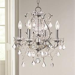 Grace Chrome Chandelier 17'' Wide Clear Crystal 4-Light Fixture for Dining Room House Foyer Kitchen Island Entryway Bedroom Living Room - Vienna Full Spectrum