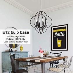 VINLUZ Farmhouse Pendant Lighting Candle-Style 6 Light Metal Globe Dining Room Chandelier, Modern Light Fixtures Ceiling for Kitchen Island Entryway Foyer Bedrooms